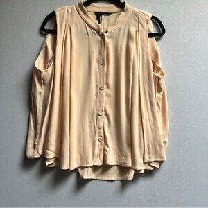 Obakki button down sleeveless pleated boxy blouse Sz 8
